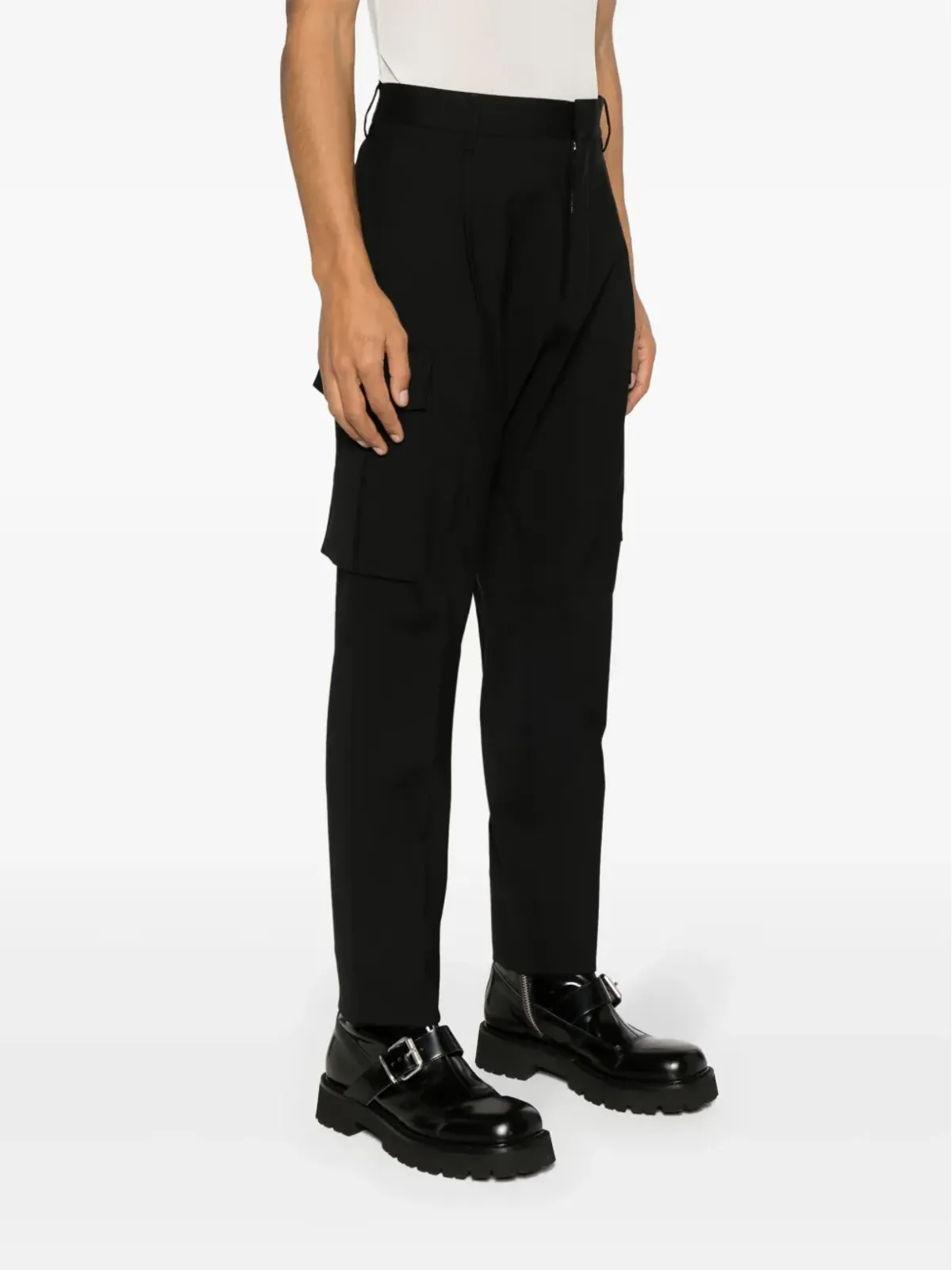 DSQUARED2 ユーティリティ ワンプリーツ テーパードパンツ ブラック - 画像3