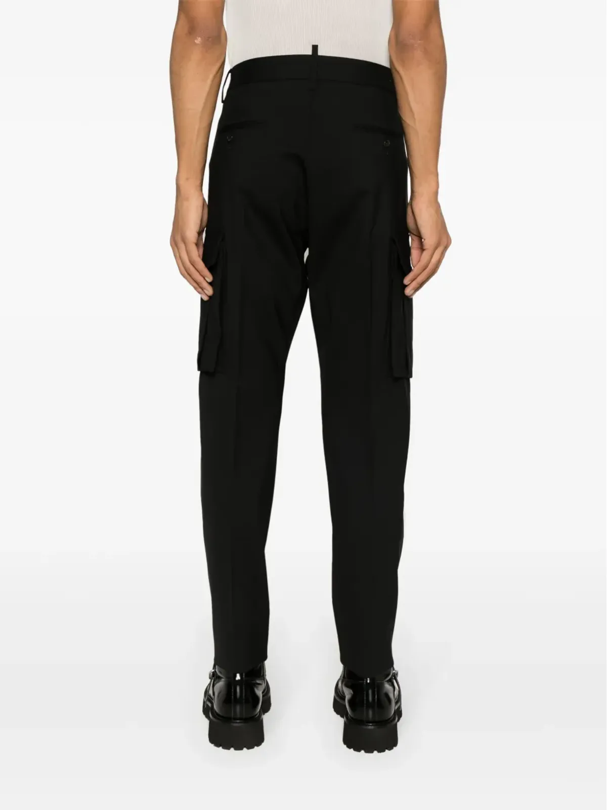 DSQUARED2 ユーティリティ ワンプリーツ テーパードパンツ ブラック - 画像4