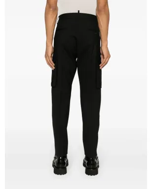 DSQUARED2 ユーティリティ ワンプリーツ テーパードパンツ ブラック - サムネイル4