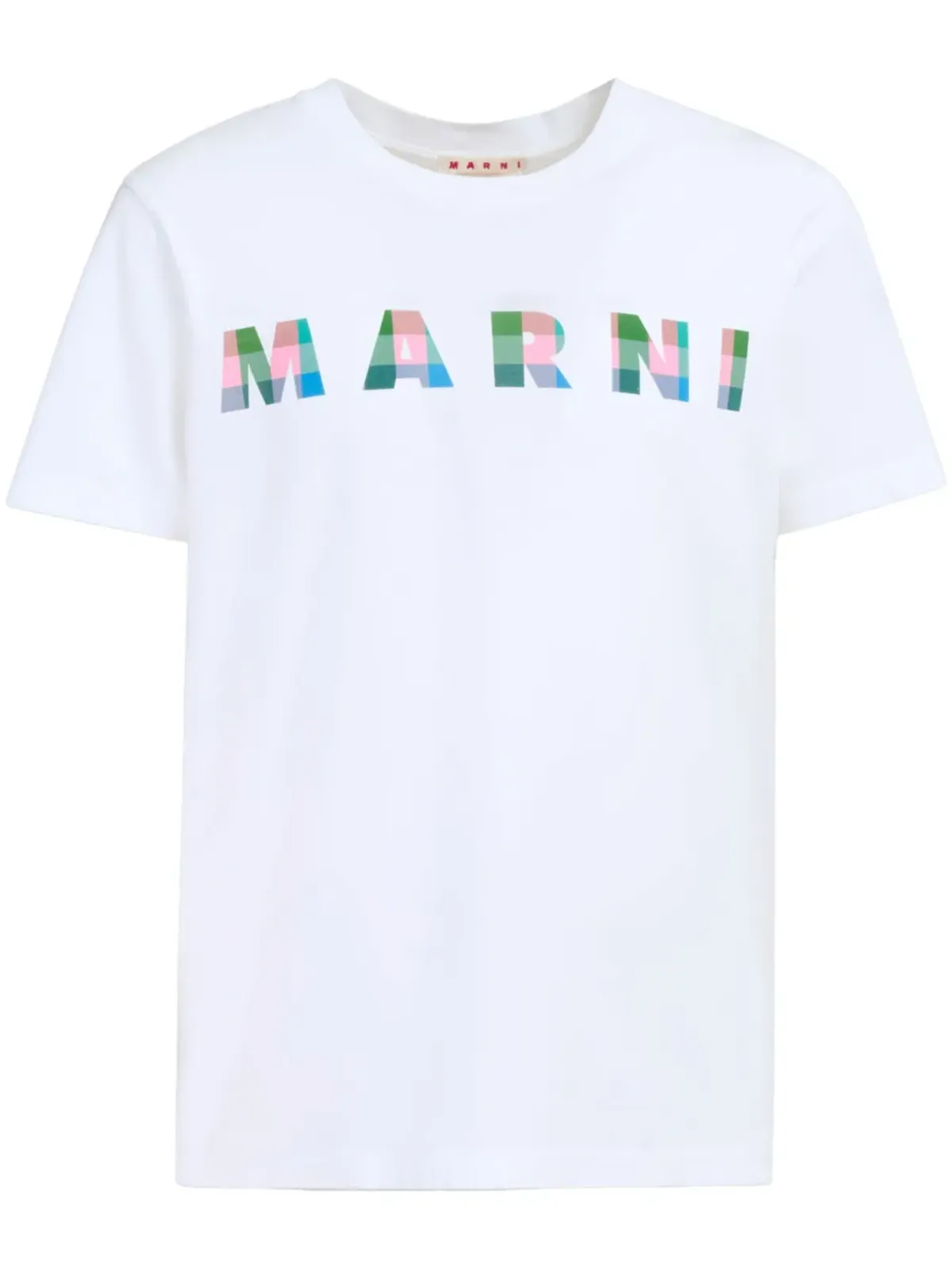 Marni ギンガムチェック ロゴプリント コットン Tシャツ - ホワイト - 画像1