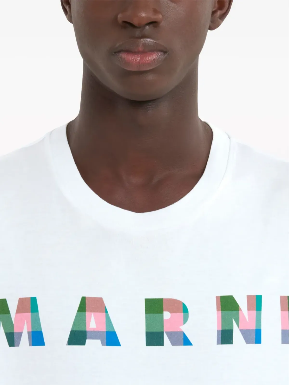 Marni ギンガムチェック ロゴプリント コットン Tシャツ - ホワイト - 画像5