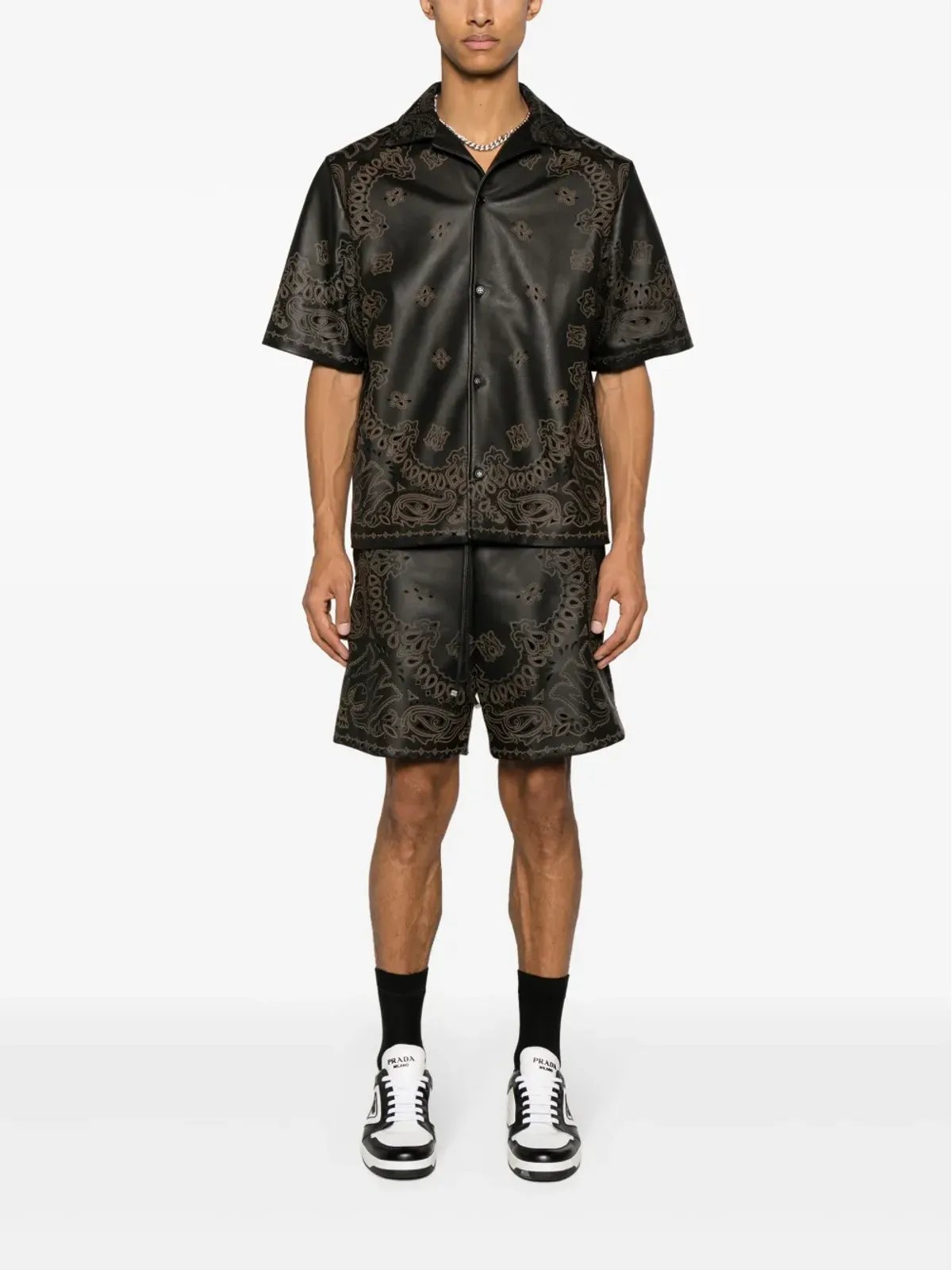 AMIRI バンダナレザーショーツ - ブラック - 画像2
