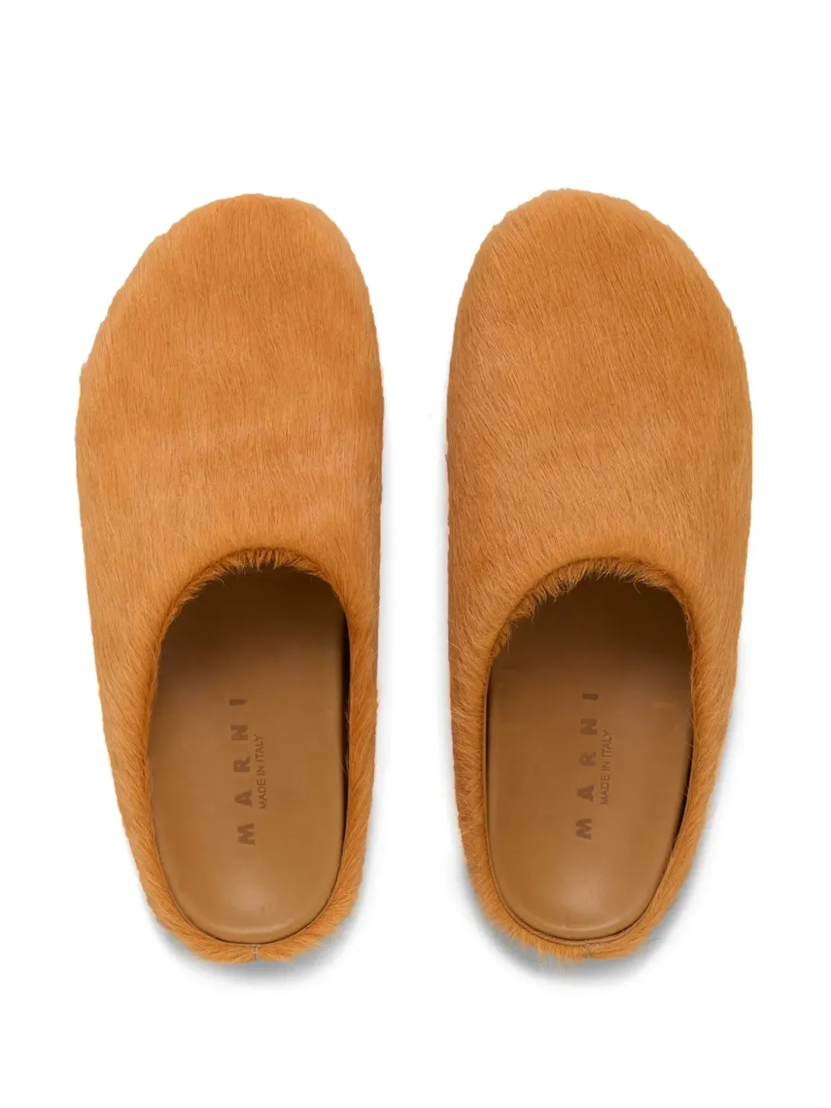 Marni ファスベット カーフヘア スリッパ - オレンジ - 画像4