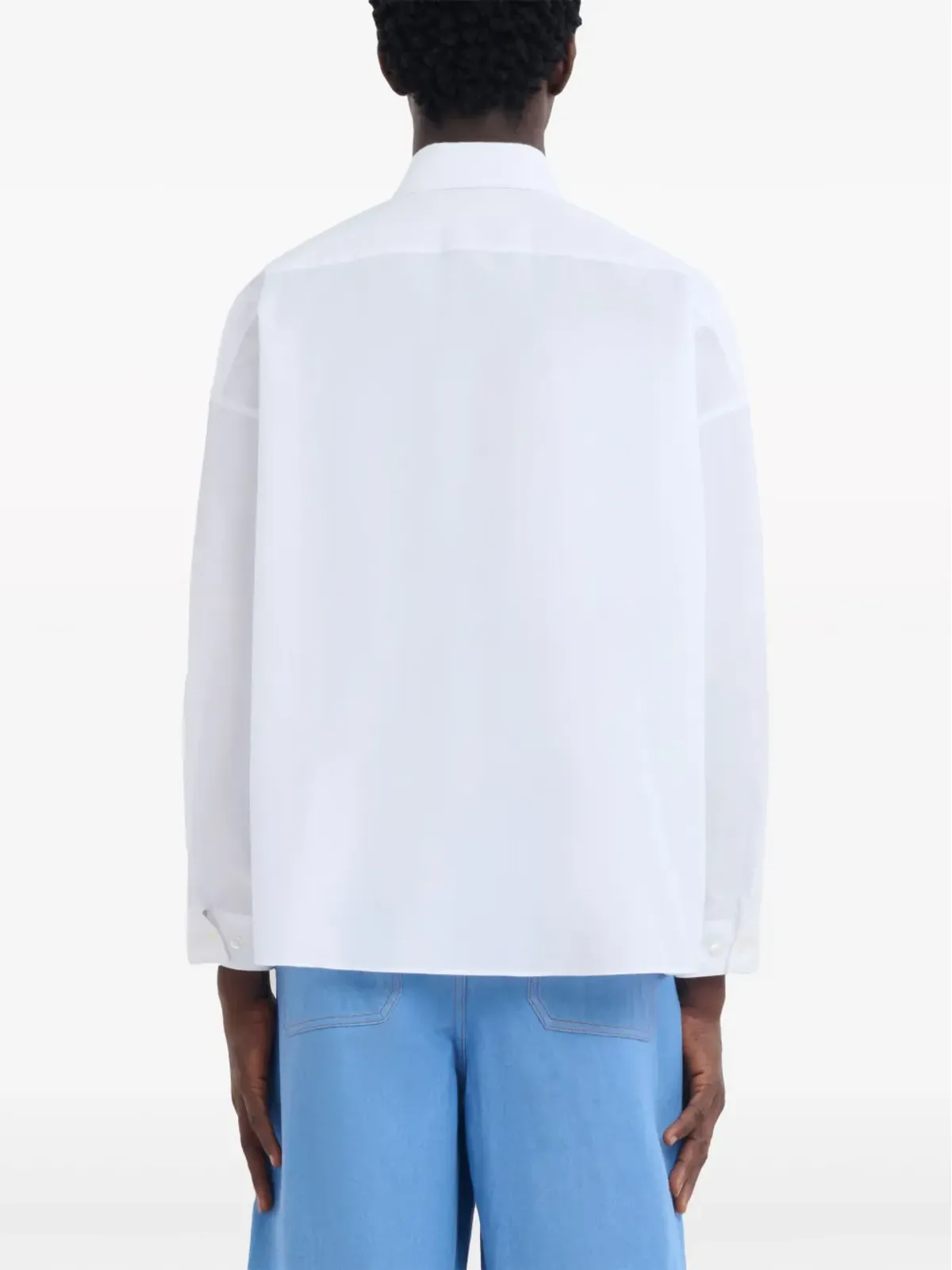 Marni 白地の花柄アップリケ コットン シャツ - 画像4