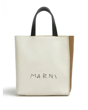 Marni ミュゼオ ミンディングロゴ レザートートバッグ - ニュートラルカラー - サムネイル1