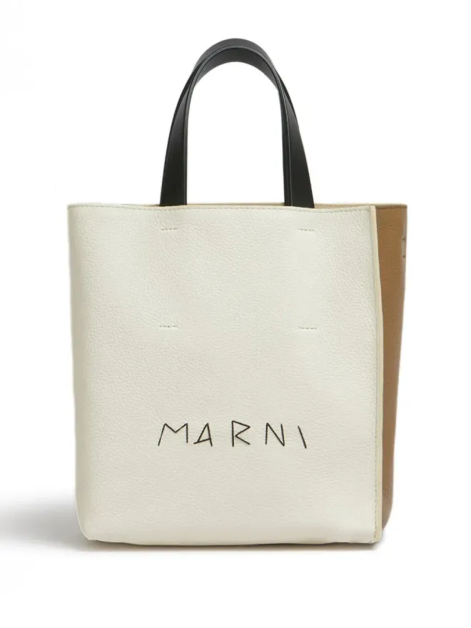 Marni Marni ミュゼオ ミンディングロゴ レザートートバッグ - ニュートラルカラーの商品画像