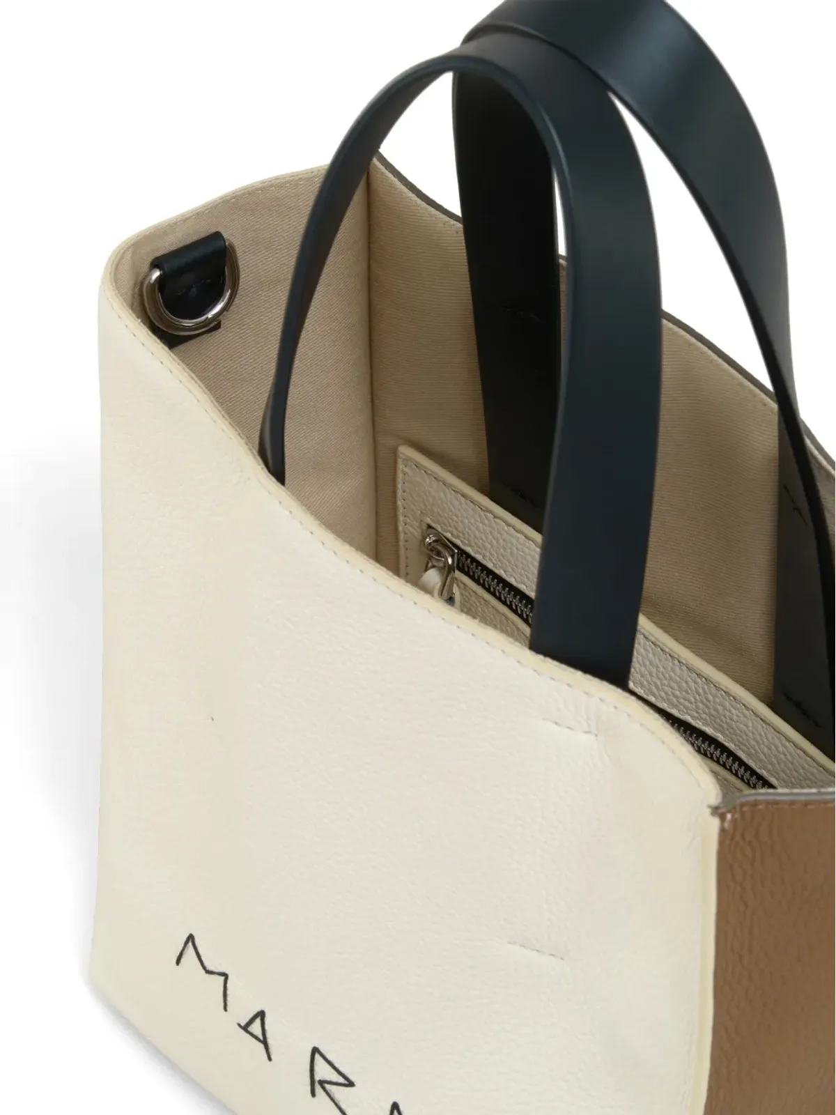 Marni ミュゼオ ミンディングロゴ レザートートバッグ - ニュートラルカラー - 画像5