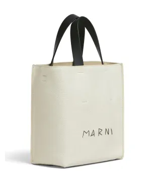 Marni ミュゼオ ミンディングロゴ レザートートバッグ - ニュートラルカラー - サムネイル4
