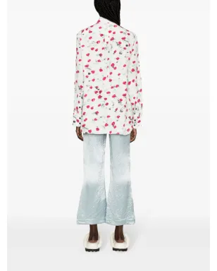 Marni ロゴボタン フローラルプリント シャツ - ホワイト - サムネイル4