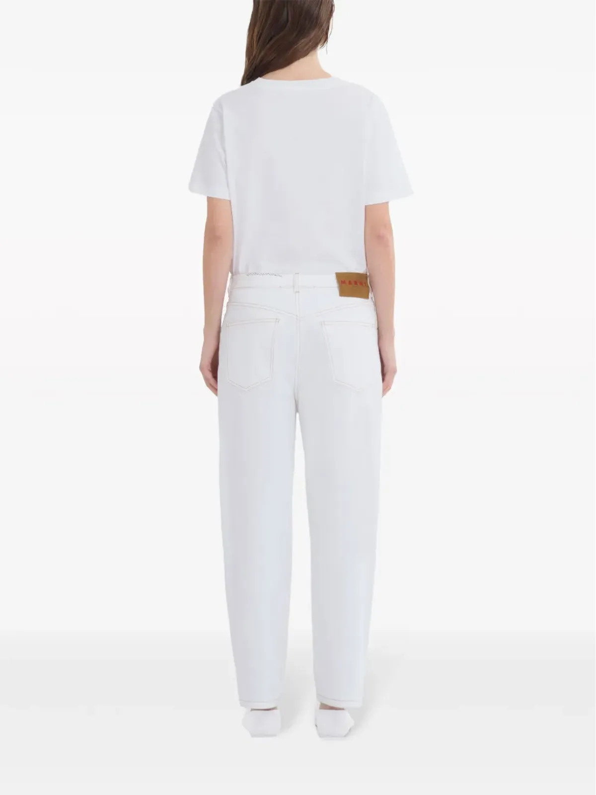 Marni アップリケ付きテーパードジーンズ - ホワイト - 画像4
