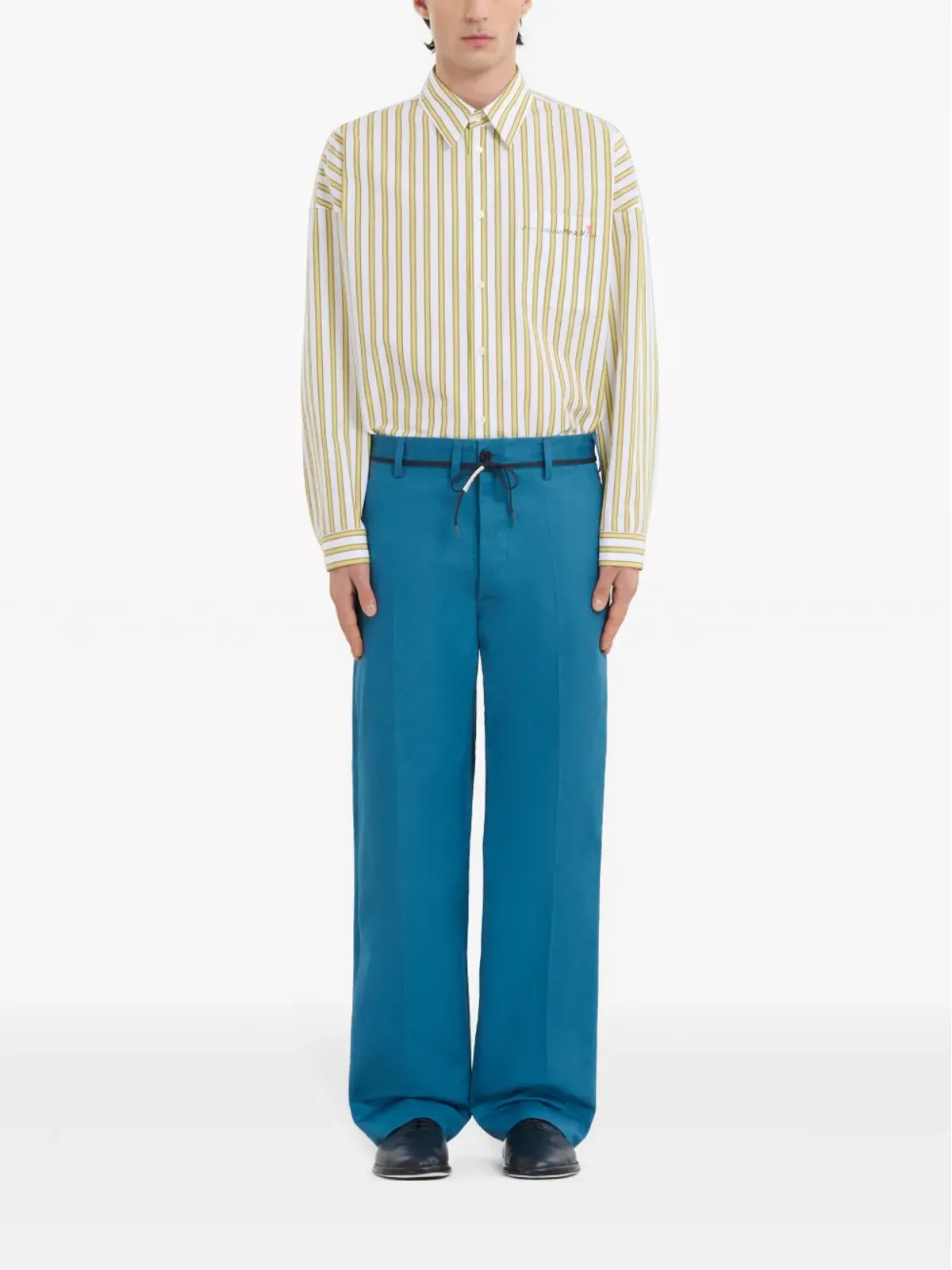 Marni 結びウエストストレートパンツ ブルー - 画像2