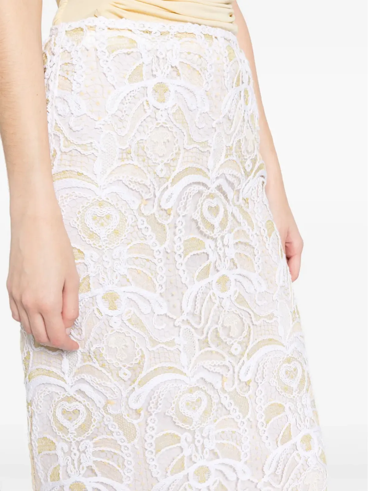 Fabiana Filippi 刺繍入りオープンニット スカート - ニュートラルカラー - 画像5