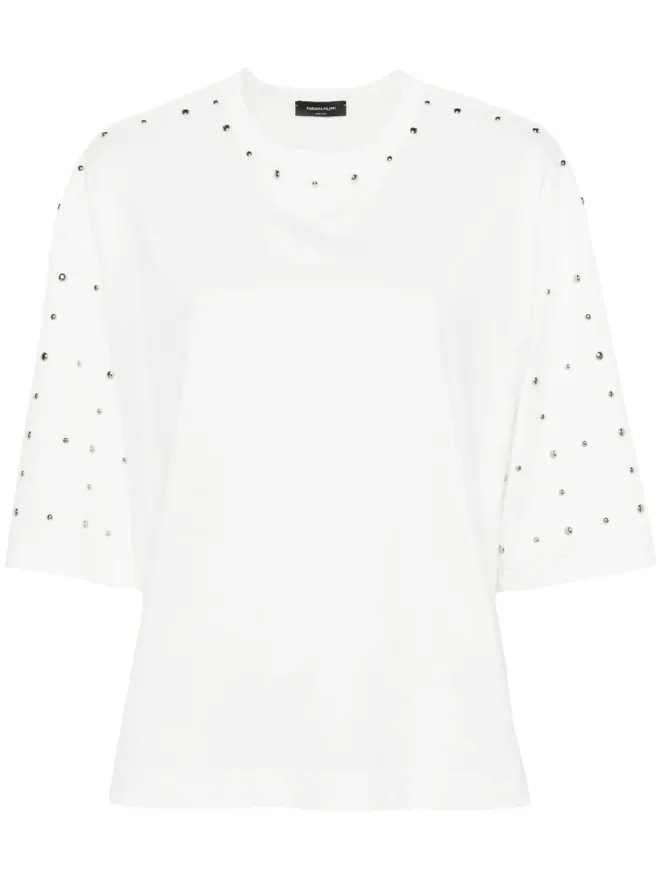Fabiana Filippi Fabiana Filippi スタッズ付きコットンTシャツ - ホワイトの商品画像