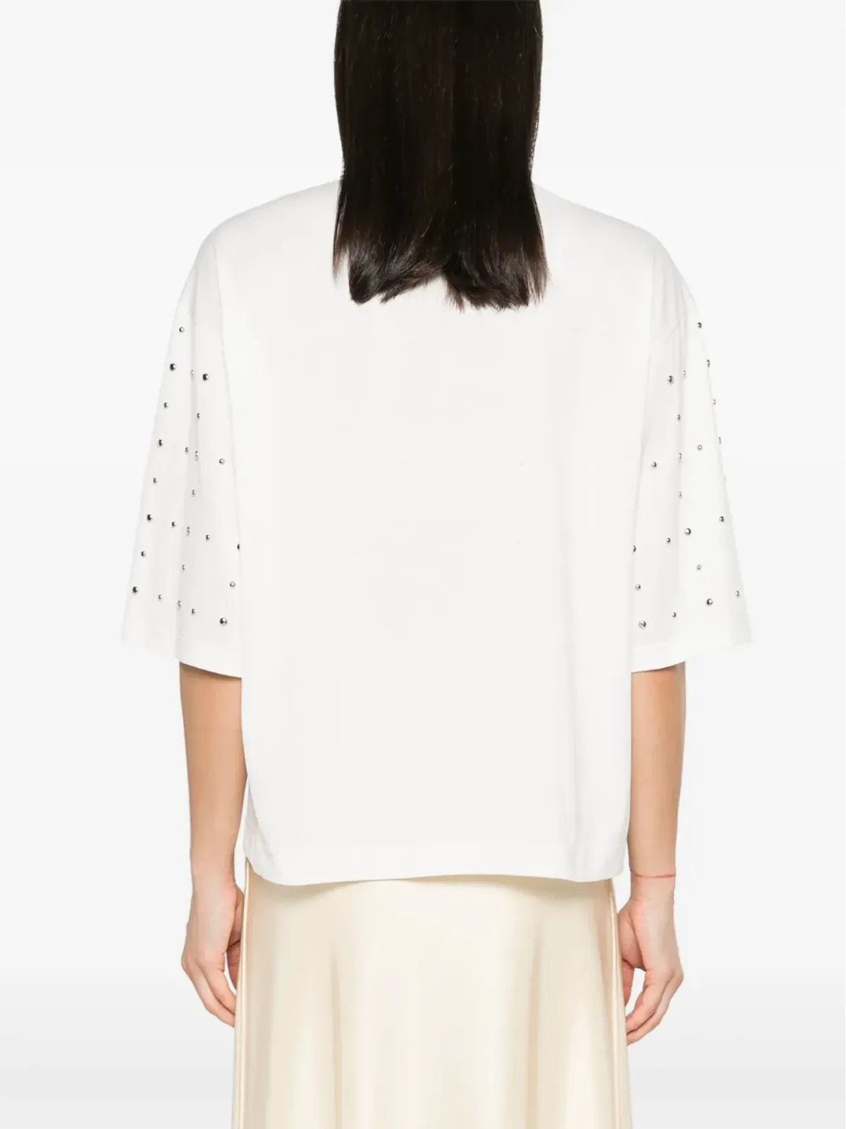 Fabiana Filippi スタッズ付きコットンTシャツ - ホワイト - 画像4