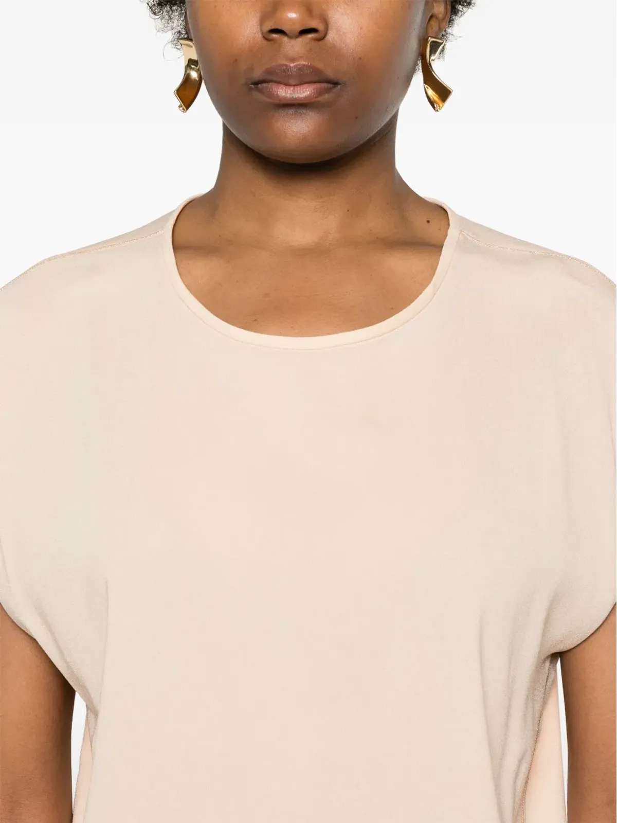 Fabiana Filippi ビーズ装飾付きクレープTシャツ ピンク - 画像5