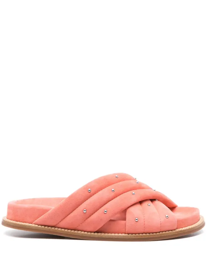 Fabiana Filippi Fabiana Filippi パディド・キルテッド・スウェード・サンダル ピンクの商品画像