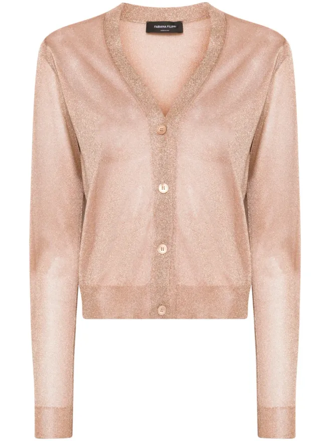 Fabiana Filippi Fabiana Filippi メタリック糸入りセミシアーカーディガン オレンジの商品画像