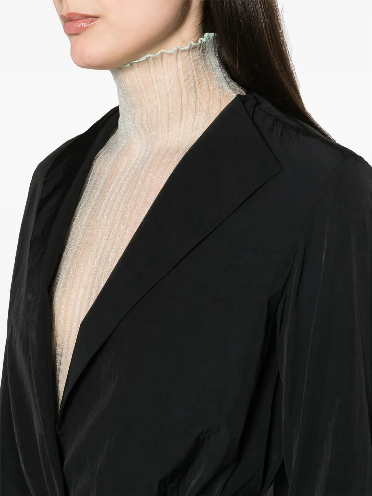 Fabiana Filippi オープンフロントのシワ加工パーカコート - ブラック - 画像5