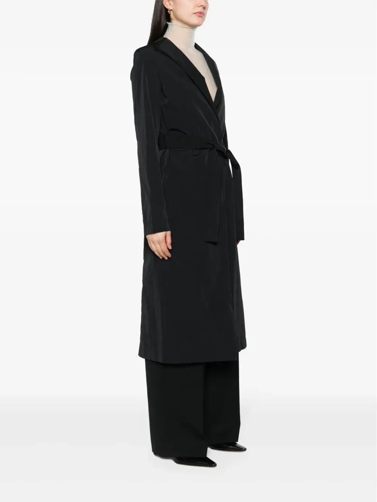 Fabiana Filippi オープンフロントのシワ加工パーカコート - ブラック - 画像3