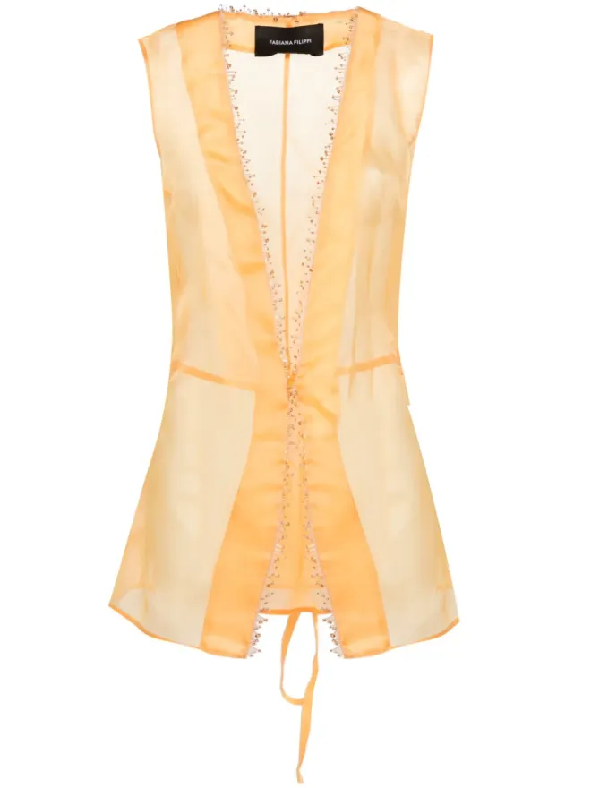 Fabiana Filippi Fabiana Filippi ビーズディテール入りのシルクオーガンザシアートップの商品画像