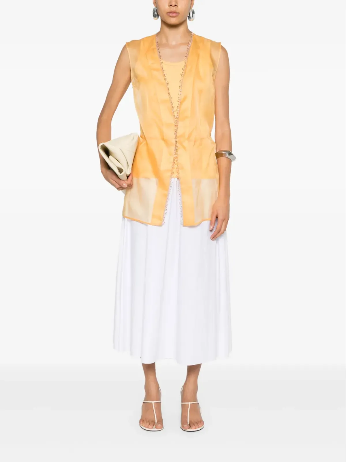 Fabiana Filippi ビーズディテール入りのシルクオーガンザシアートップ - 画像2