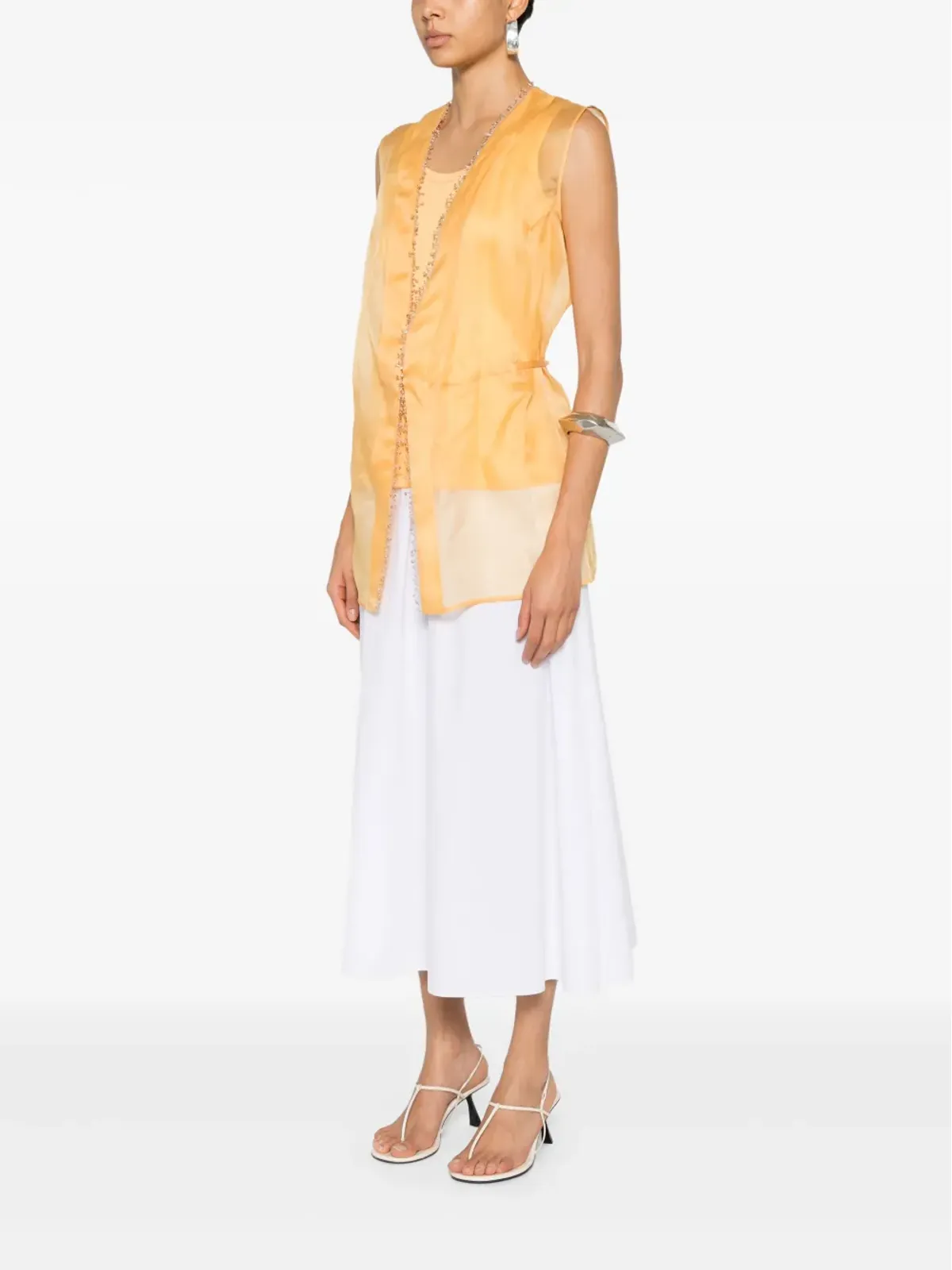 Fabiana Filippi ビーズディテール入りのシルクオーガンザシアートップ - 画像3