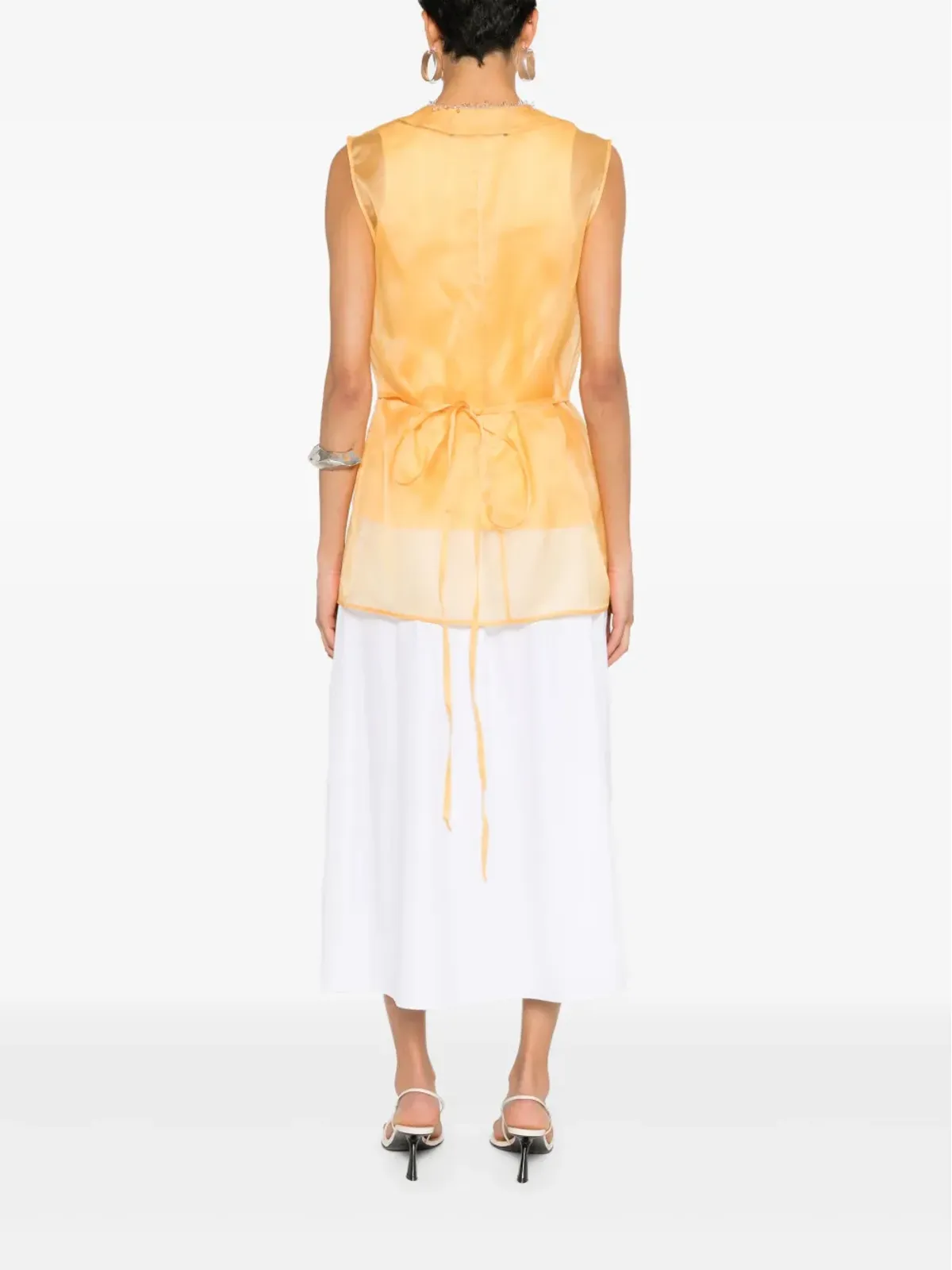 Fabiana Filippi ビーズディテール入りのシルクオーガンザシアートップ - 画像4