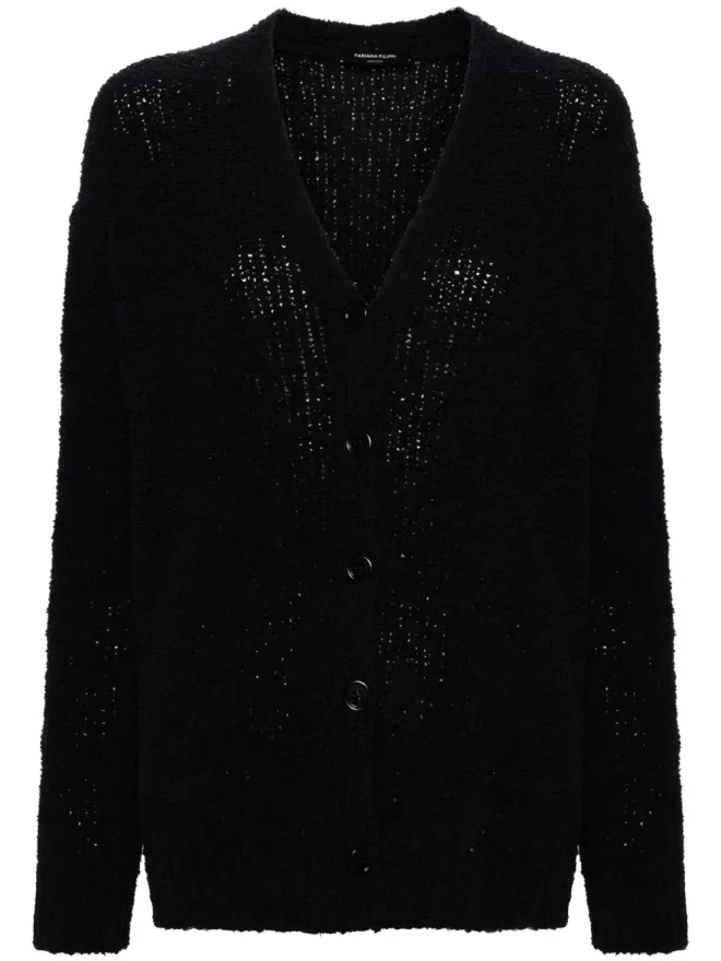 Fabiana Filippi Fabiana Filippi ブークレニットVネックカーディガン ブルーの商品画像