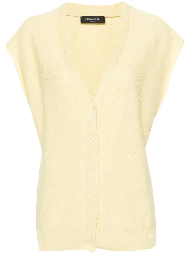 Fabiana Filippi Fabiana Filippi スパンコール付きVネックベスト - イエローの商品画像