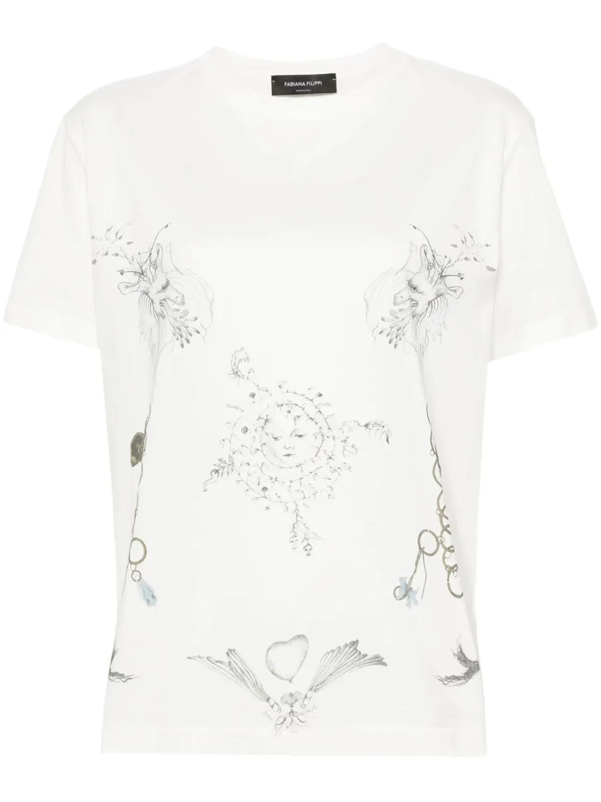 Fabiana Filippi ファビュラプリント コットン Tシャツ - ホワイト - 画像1