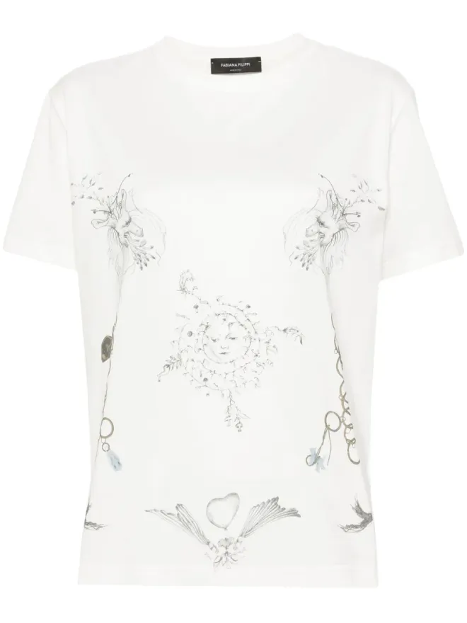 Fabiana Filippi Fabiana Filippi ファビュラプリント コットン Tシャツ - ホワイトの商品画像
