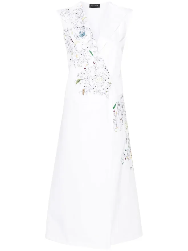 Fabiana Filippi Fabiana Filippi 刺繍入りコットン ラップドレス ホワイトの商品画像