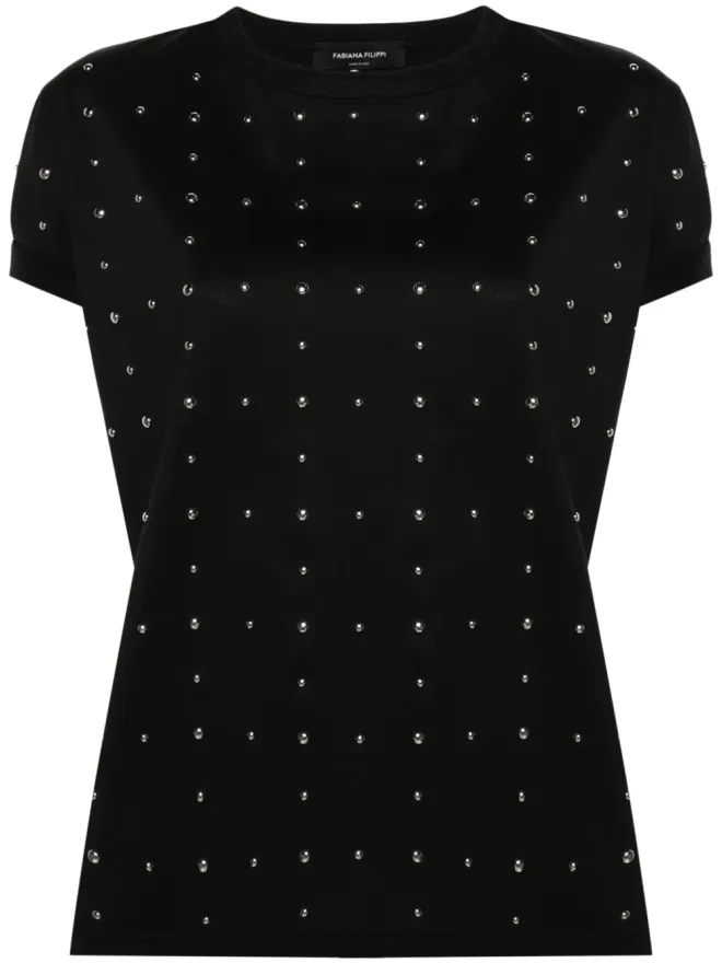 Fabiana Filippi Fabiana Filippi スタッズ付きコットンTシャツ - ブラックの商品画像