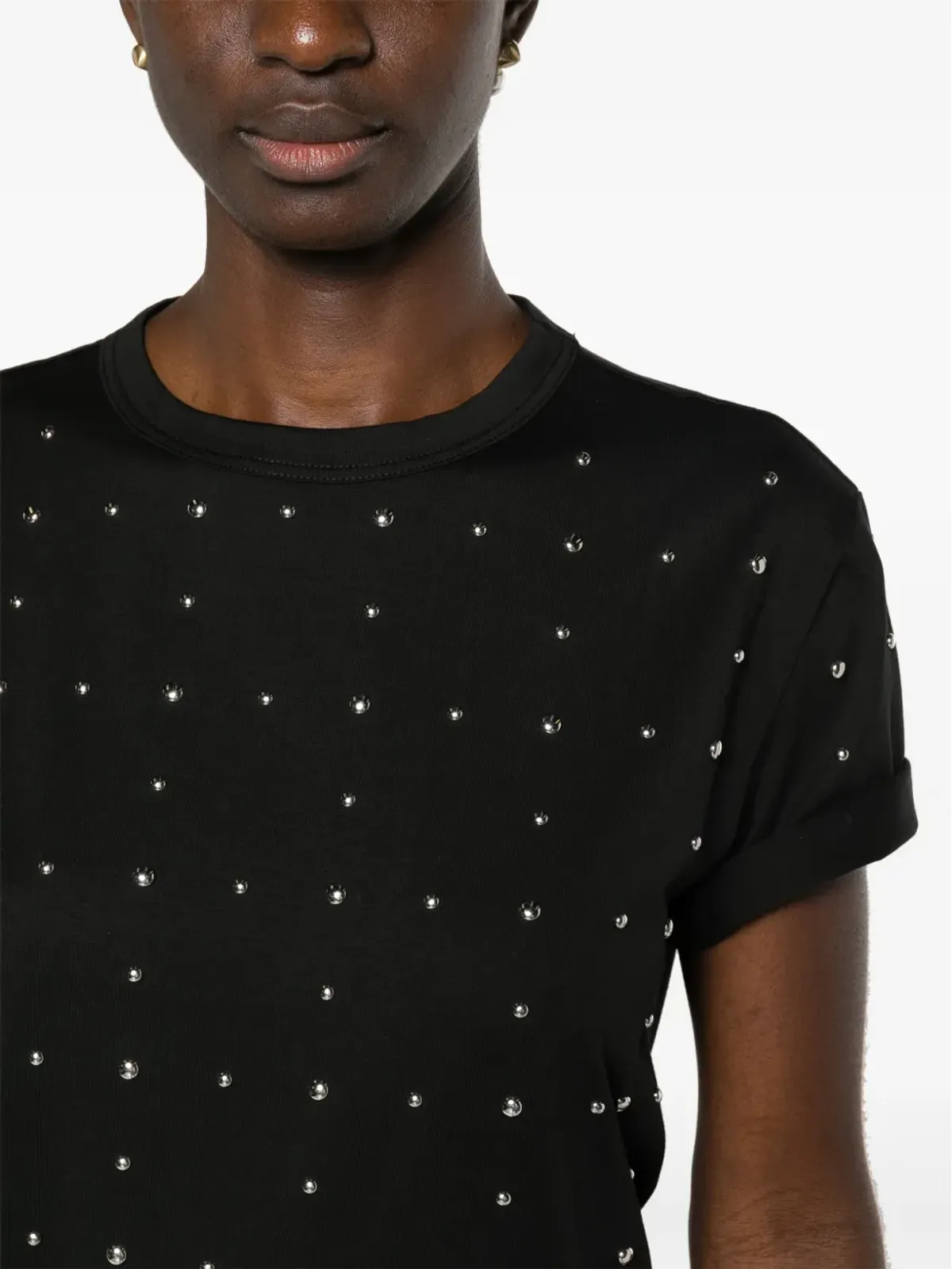 Fabiana Filippi スタッズ付きコットンTシャツ - ブラック - 画像5