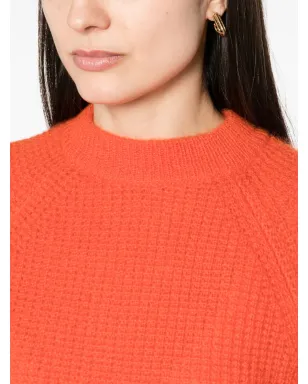 Fabiana Filippi モックネック・ワッフル編みニットセーター オレンジ - サムネイル5