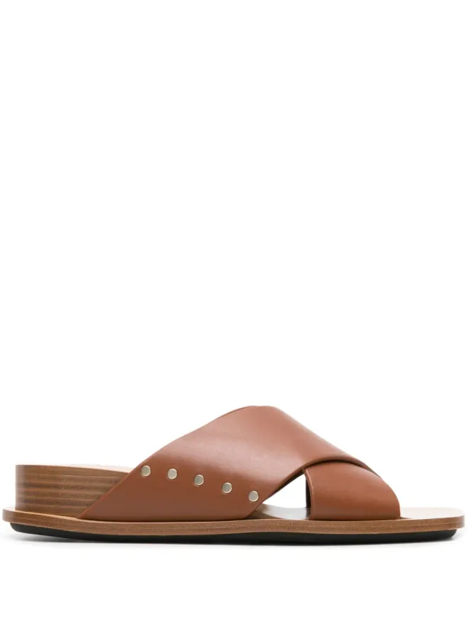 Fabiana Filippi Fabiana Filippi スタッズディテール レザースライド ブラウンの商品画像