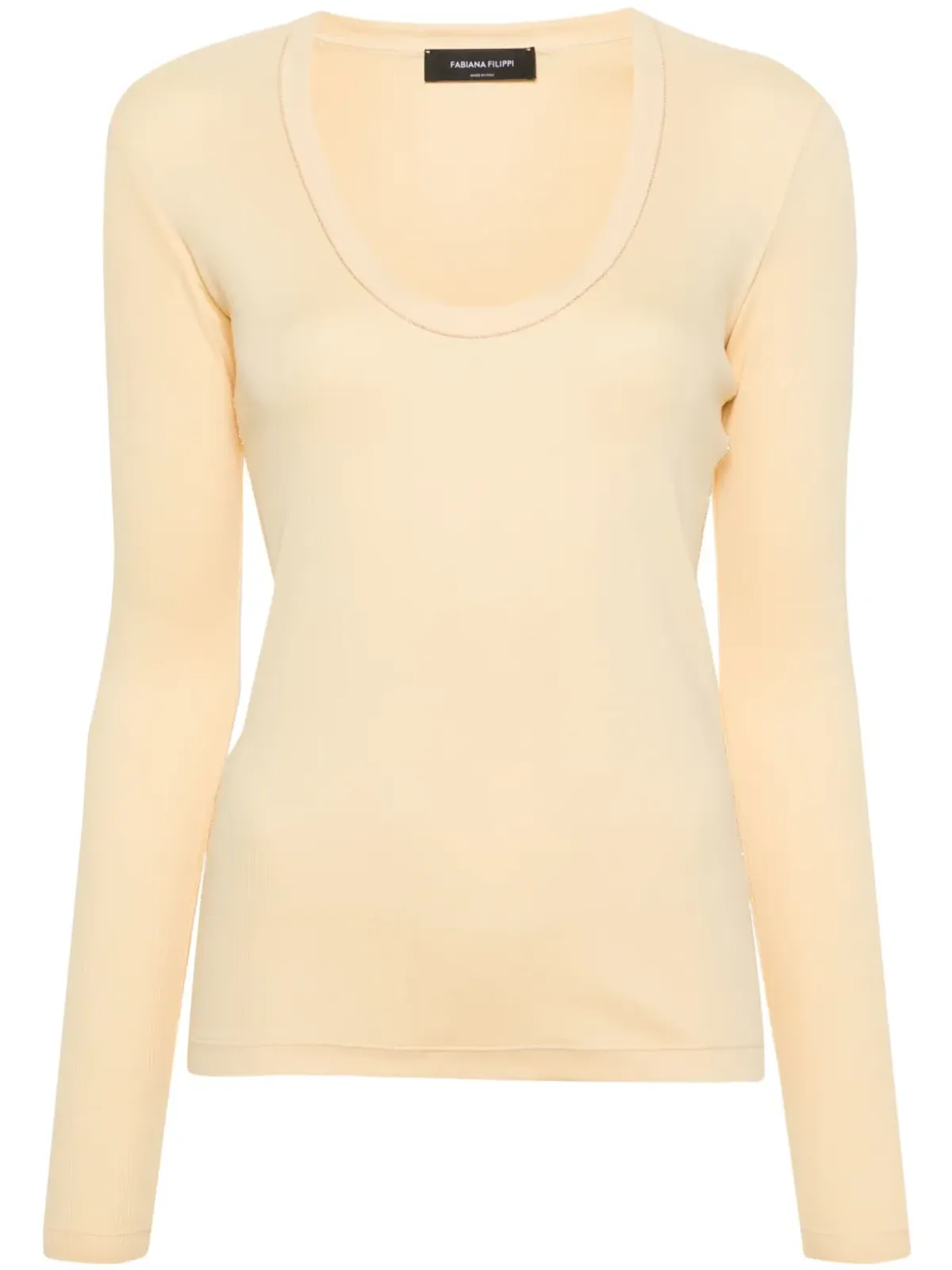 Fabiana Filippi ビーズ付きリブ編みTシャツ - イエロー - 画像1