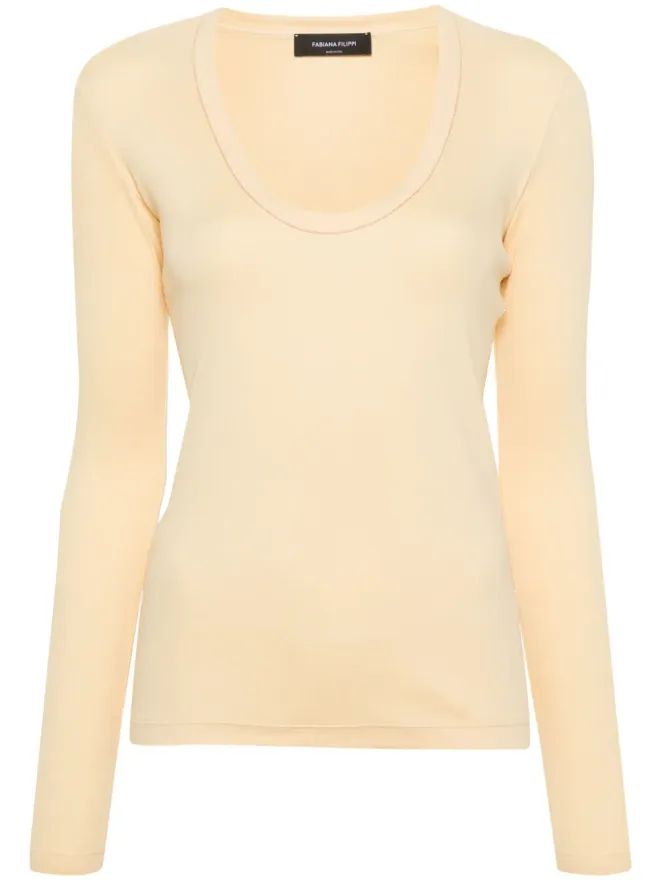 Fabiana Filippi Fabiana Filippi ビーズ付きリブ編みTシャツ - イエローの商品画像