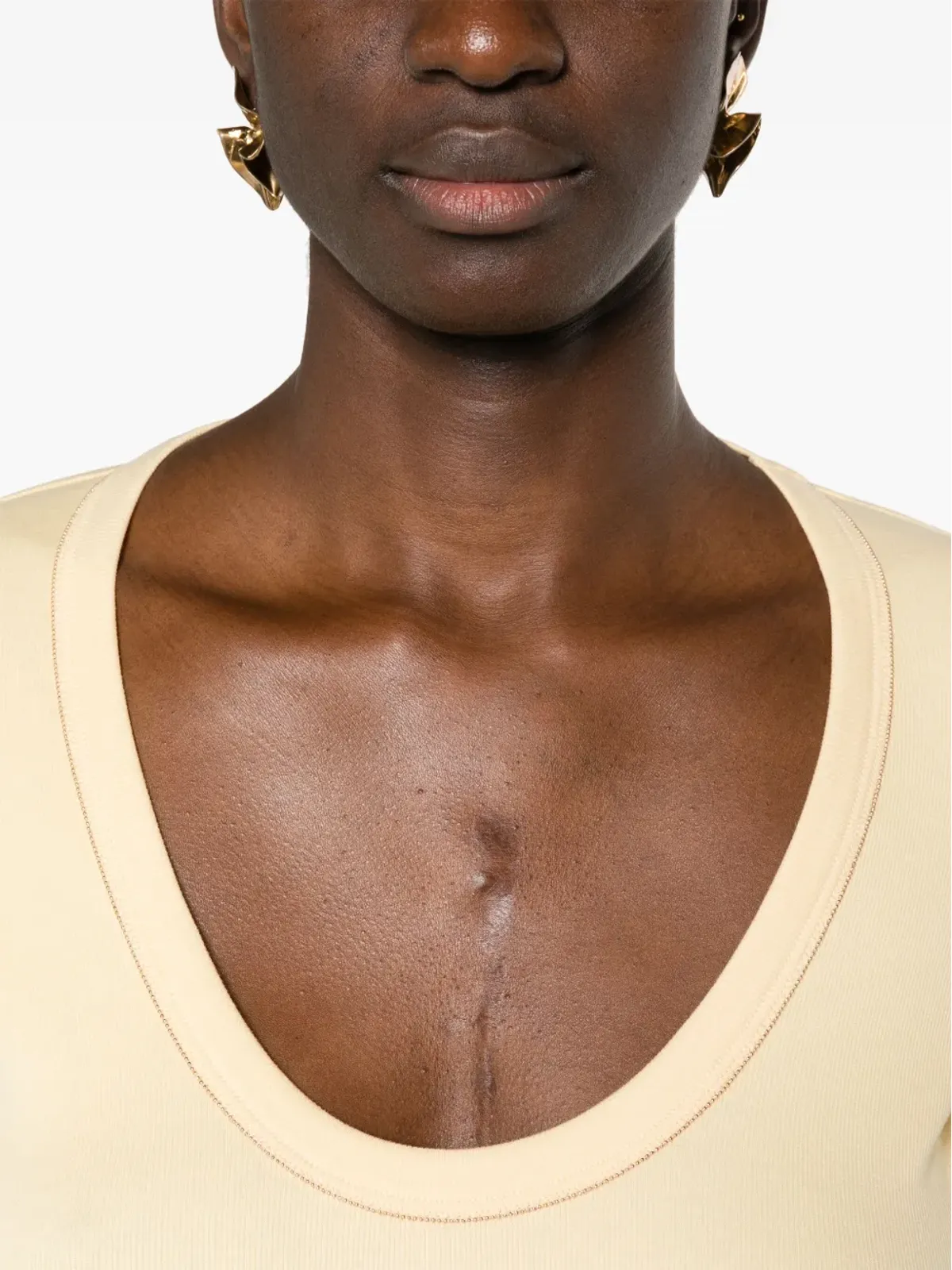 Fabiana Filippi ビーズ付きリブ編みTシャツ - イエロー - 画像5