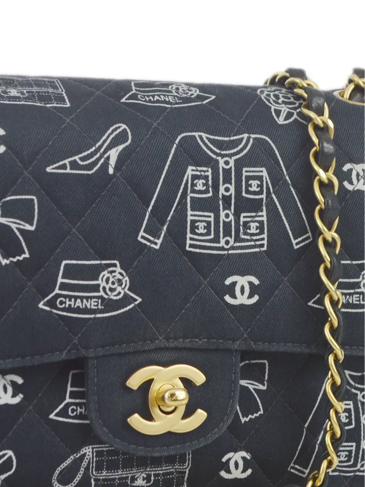 CHANEL ビンテージ 2002年製 ミディアム ダブルフラップ アイコン ショルダーバッグ - ブルー - 画像3