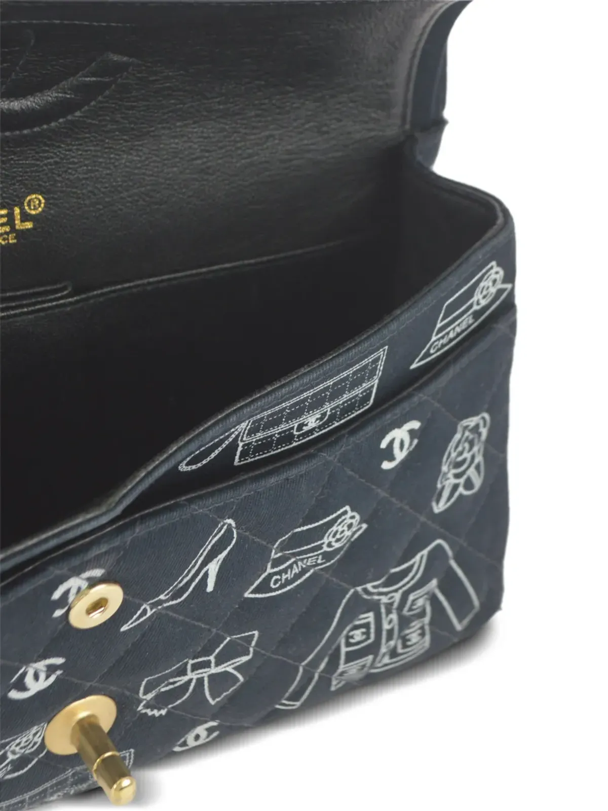 CHANEL ビンテージ 2002年製 ミディアム ダブルフラップ アイコン ショルダーバッグ - ブルー - 画像4