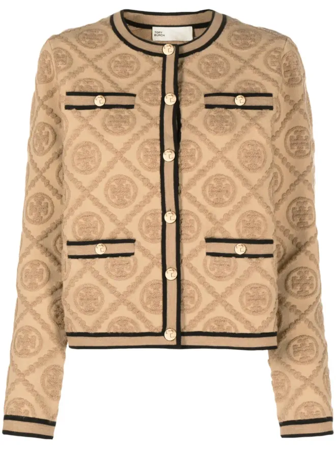 Tory Burch ビンテージ Tory Burch ケンドラ エンボス ウール カーディガン ブラウンの商品画像
