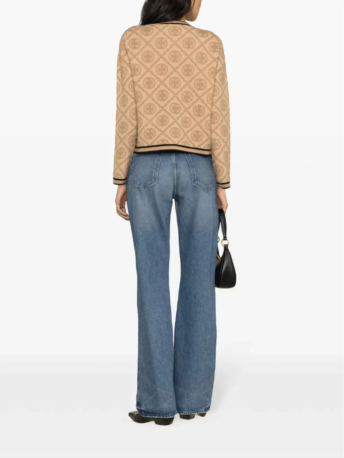 ビンテージ Tory Burch ケンドラ エンボス ウール カーディガン ブラウン - 画像4