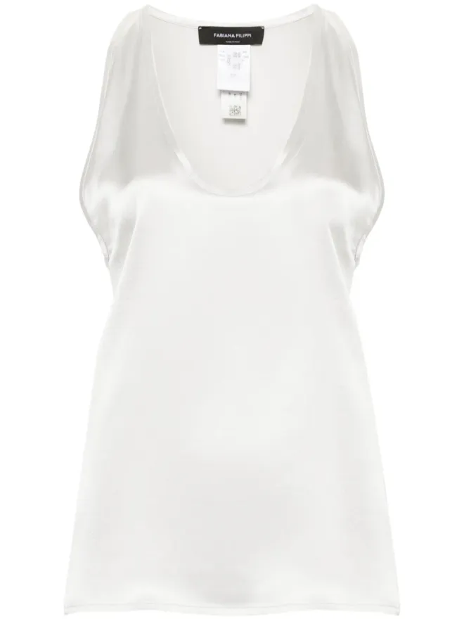 Fabiana Filippi Fabiana Filippi スクープネック シルクトップス グレーの商品画像