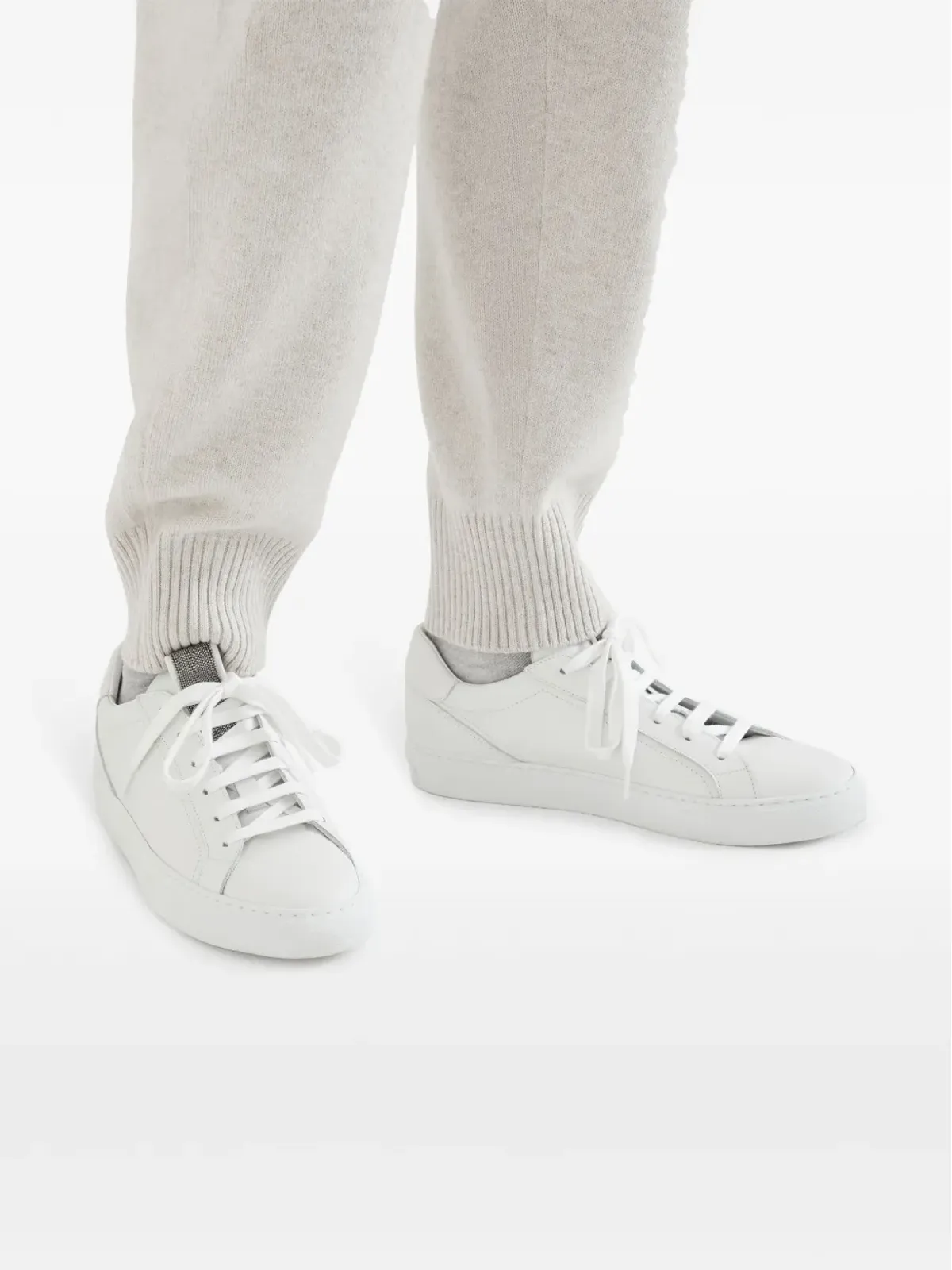 Brunello Cucinelli モニリ飾り付き レザー スニーカー - ホワイト - 画像5