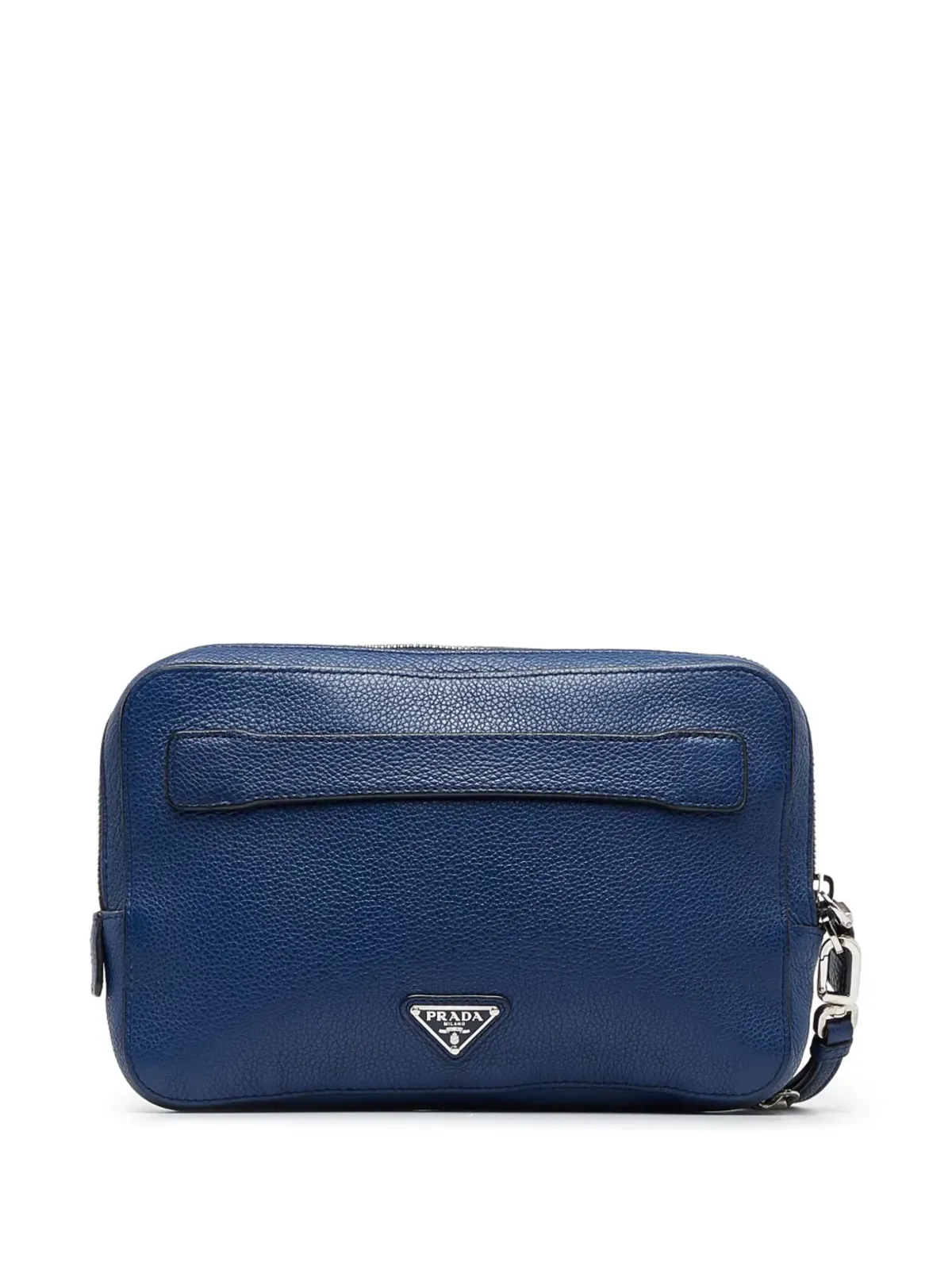 Prada ビンテージ 2010-2023 エナメル三角ロゴ クラッチ ブルー - 画像2