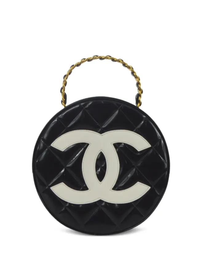 CHANEL Pre-Owned CHANEL ビンテージ 1995年頃 CC ダイヤモンドキルティング丸型 バニティバッグ - ブラックの商品画像