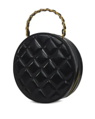 CHANEL ビンテージ 1995年頃 CC ダイヤモンドキルティング丸型 バニティバッグ - ブラック - サムネイル2
