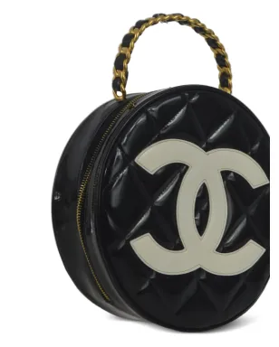 CHANEL ビンテージ 1995年頃 CC ダイヤモンドキルティング丸型 バニティバッグ - ブラック - サムネイル3