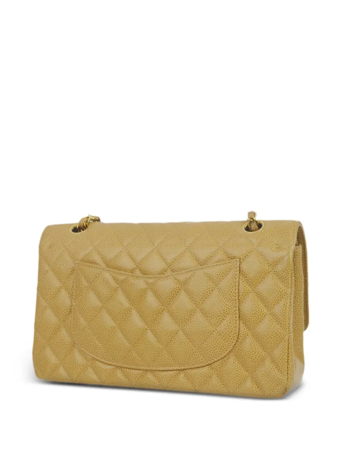 CHANEL ビンテージ 2002年頃 ミディアム ダブルフラップショルダーバッグ ベージュ系 - 画像2